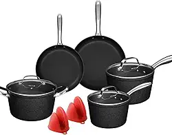 Mimo Style Conjunto de Panelas Black Rock, 7 Peças, Revestimento em Titânio, Compatível com Indução