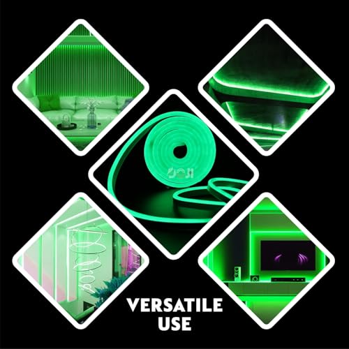 Image of DOJI 5 Meter neon Light Strip | Waterproof led Strip Lights for Decoration | neon Strip Light for Customized Name | Rope Light for Indoor, Outdoor, Gaming Room, Tv (Green)
