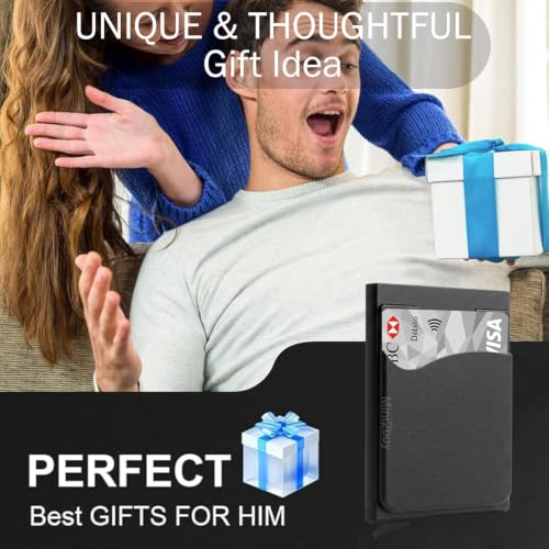 Image of Mini2buy Slim Card Holder for Men Durable Pocket for Cash, Credit, Debit, ATM Cards RFID Blocking Metal Pop-up Wallet, Holds 10-12 Cards Plus Cash in One Holder (Pocket Black)