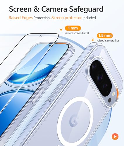 Image of FNTCASE for Google Pixel 10 Pro Case: for Pixel 10 Case [Fit for Magsafe] Anti Yellowing Transparent Clear Cases with [Screen Protector] - Military Grade Shockproof Protective Magnetic Phone Cover