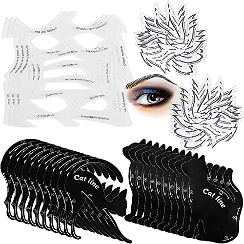 16 Pieces Eyeliner Stencil Set, Include 3 Pieces Eyeliner Smoky Stencil Pad Makeup Eyeliner Template, 3 Eye Makeup Stencil Eye Shadow Template, 10 Pairs Eyeliner Cat Shape Template for Eye Makeup Tool