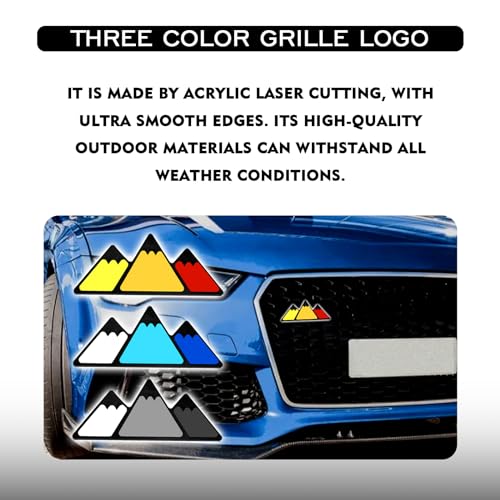 Image of Tri-Color Grille Emblem, Car Bumper Triangle Snow Mountain Badge Decal, Front Grille Decoration Accessories for Ford Tacoma 4Runner Tundra Sequoia Rav4 Highlande(Blue)