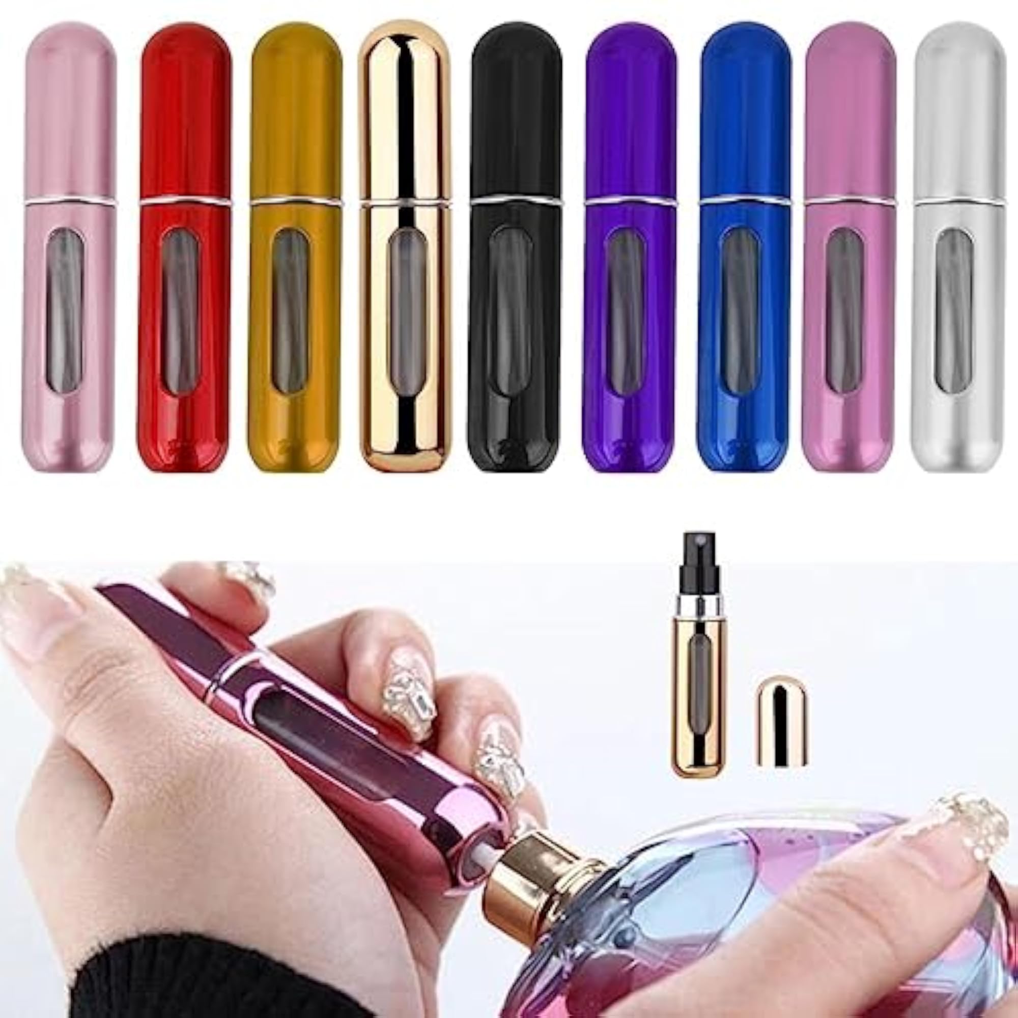 4x Portable Mini Refillable Atomizer Bottle, Scent Pump Spray