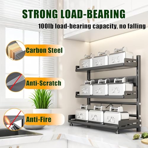Image of ESPERO Kitchen Organizer Rack for Countertop | Heavy Duty Metal Spice Rack Storage | Kitchen Masala Stand for Storage of Oil Bottles, Jars, Containers & Utensils | Space Saving Rack for Home (3)