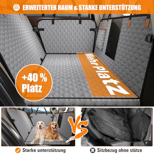 BMaoBBo Hundedecke Auto Rückbank[127x62cm],Wasserdicht,Kratzfest mit Hartschale (300 Pfund Traglast),Rücksitzschutz für SUV & Familienauto,Abnehmbar, Waschbar mit Belüftungsnetz & Tasche (Grau)