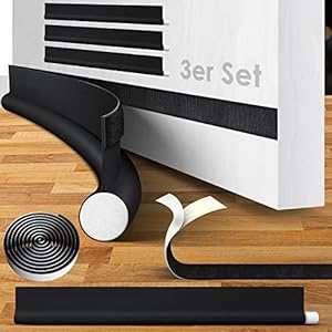 Kesser® set van 3 x tochtstoppers, tot 95 cm, op maat te snijden, past voor alle deuren, wasbaar, geluidsisolatie, deurtochtstopper, dubbelzijdige deurisolatie, bescherming tegen lawaai en tocht