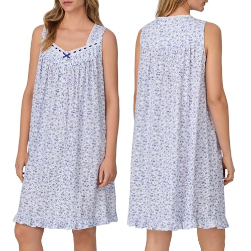 Image of Eileen West Sleepwear & Loungewear for Women - Jersey Knit Collection - 100% Cotton Sleeveless Lightweight Short Nightgown