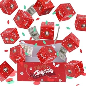 BABORUI Caja sorpresa de dinero, regalo de Navidad con explosión de confeti para mujeres, hombres y niños