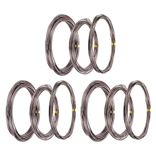 PATIKIL 1mm/1.5mm/2mm Bonsai Training Wire, 9 Roll Floral Wire Stems Anodized Aluminum Tree Wire 16.4 Feet for Gardening Branch Fixing, Brown