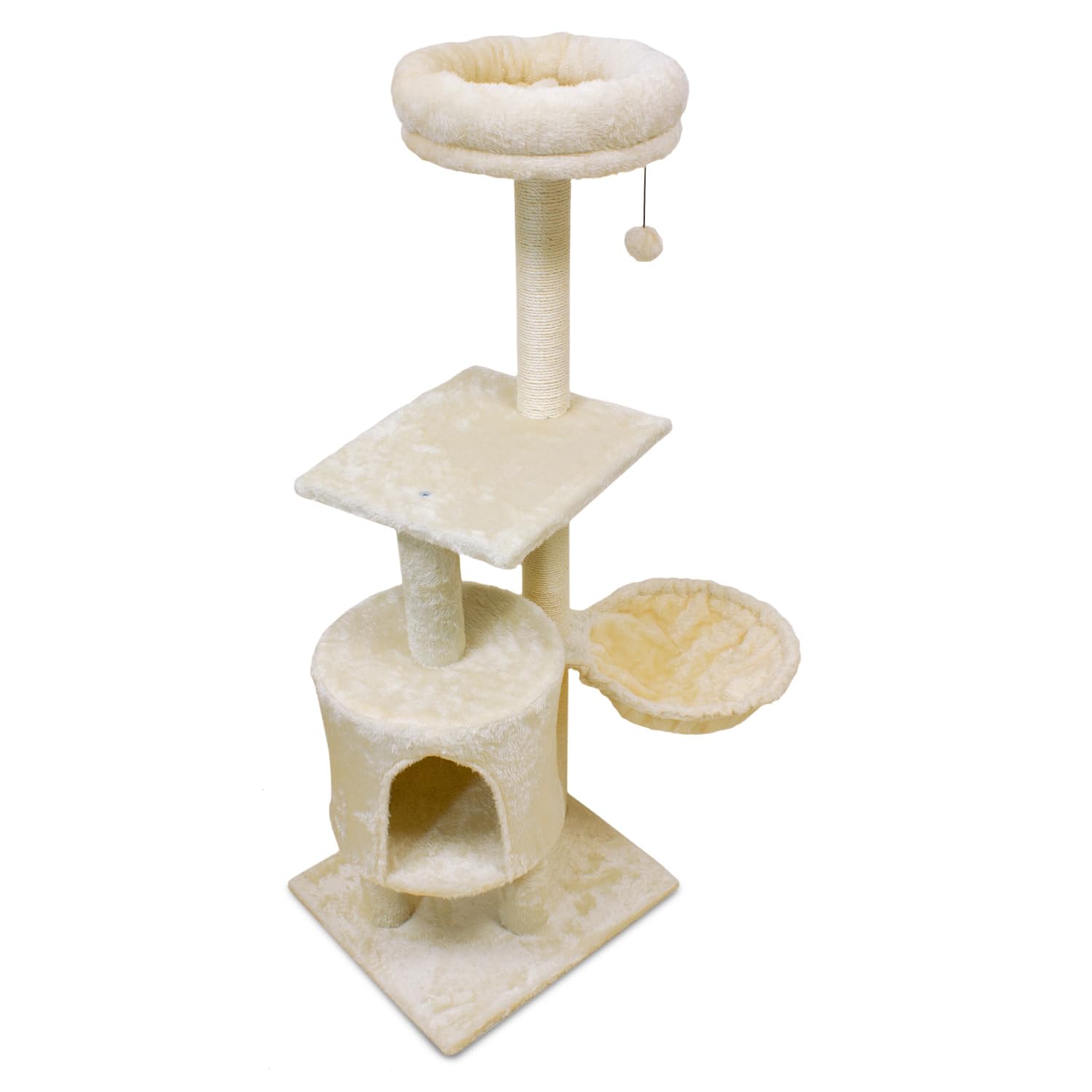 Rascador de Dos Alturas para Gatos con Cama extraíble Ice - 45 x 40 x 117 cm