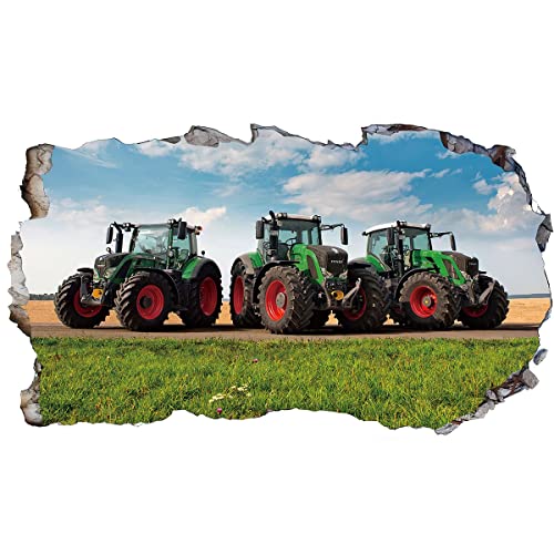 2Pcs Wandtattoo Traktor Trecker 3D Effekt XXL Farm Feld Landwirtschaft Wandaufkleber Fenster Selbstklebend für Junge Kinderzimmer Groß 1000mmx600mm