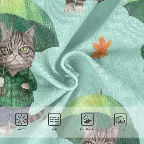 Cute Tabby Cat Green Plaid Leaves Panties for Girl Toddlers Underwear Floral Cotton Fun Print Briefs Undies Kids 2t3