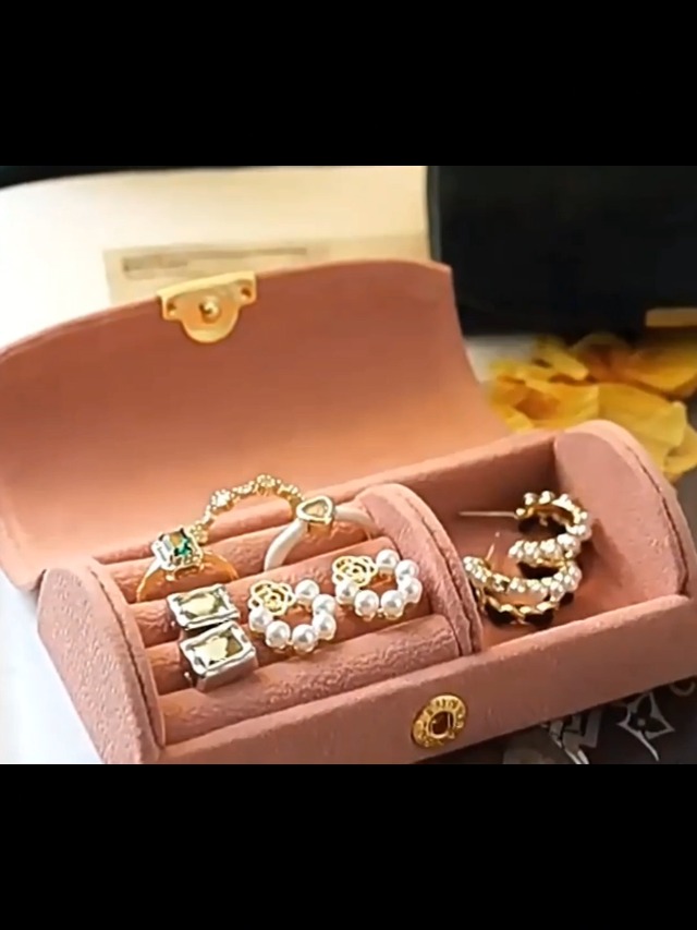 Portagioie Da Viaggio In Velluto - Con Scomparti Per Anelli, Orecchini, Collane, Colore Blu - Foto 3