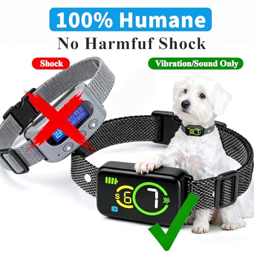 Anti-Bell-Halsband für Hunde – Bell-Halsband für kleine, mittelgroße und große Hunde, stoppt das Bellen, wiederaufladbares Hundehalsband mit Vibration und Piepton, Komfort-Training, lässt den Hund