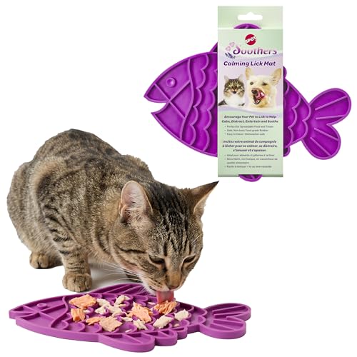 Image of SPOT Soothers Fish Lick Mat - 9.75in Slow Feeder & Calming Mat for Cats, Kittens, Medium & Large Dogs and Puppies, Food-Grade Rubber, Dishwasher Safe, Anxiety & Boredom Relief