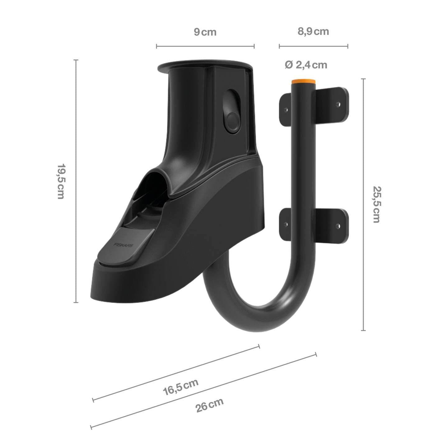Fiskars Fixation Murale pour Dévidoir XL, Noir/Orange