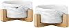 Ceramic Cat Dog Bowls with Stand - Personalized Pet Feeder for Water Food Dish - Heavy Weighted No Tip Over Non Slip Pet Comfort Feeding