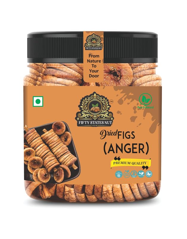 FIFTY STATES NUTS Premium Afghani anjeers Dry Fruit | Natural Figs & Dried Fig Rich in Vitamins, Fiber, Calcium & Iron Ideal for Healthy Snacking Dieting & Breakfast Non-GMO, Low Fat 400 Gram