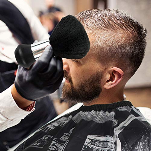 Image of FEBSNOW Barber Cape Professional Hair Cutting Cape with Neck Duster Brush | Full Coverage Haircut Apron for Adults, 47x56 inches, Adjustable Neckline, Keep Clothes Clean Dry, Home Salon Barber Supplies