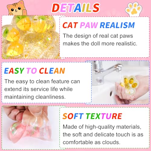 3 Pcs Cat Paw Squishy, Taba Squishy Paw kit for Stress Relief, Fruits Taba Cat Paw Squishys, Fufu Squishys, Squeeze Toys, Soft Fidget Toys Adorable for Kids & Adults Party Gifts - Image 6