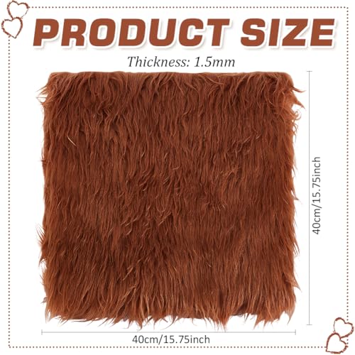 BENECREAT Brown Faux Fur Fabric, 40x40cm Soft Plush Shaggy Squares Pre-Cut Craft Fur Fabric for Costumes Rugs, Pillows - Image 2