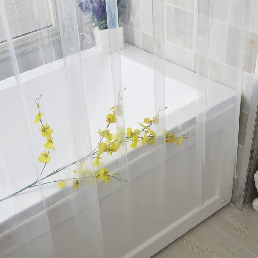 Rideau De Douche Transparent Imperméable Blanc Clair Rideaux De Bain Doublure pour Salle De Bains Moisissure Maison Hôtel avec Crochets Gratuits-W120xH200cm
