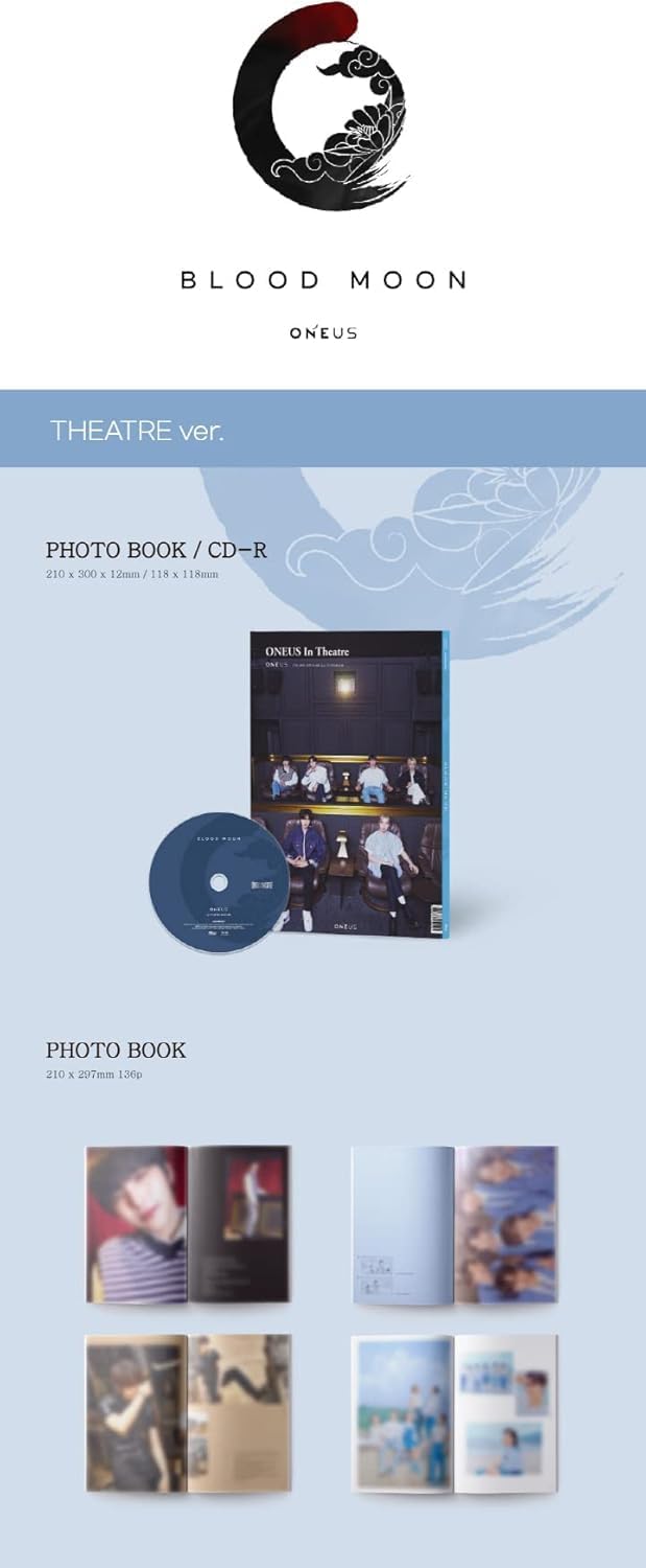 ONEUS - BLOOD MOON (6th Mini Album) Album+Folded Poster+Extra Photocards Set (THEATRE+GREY+BLOOD ver. SET)