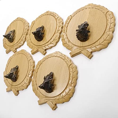 GTK Oferta 5 placas de cuña talladas de roble claro AF 19 cm con 5 piezas de cuña, decoración de cabeza grande, tablero cuña, tabla de especias, cartel trofeo.