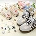 DELELE Shoe Lace Charms for Sneakers: Fashion Women Tennis Shoe Decoration Charms Kit - 1 Pair 47 inch White Flat Shoelaces with 10 Shoes Charm Set
