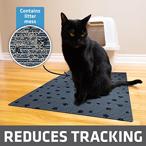 Image of Drymate Litter Mat 20 inch x 28 inch Grey /Black Paw Striped Cat Litter Mat