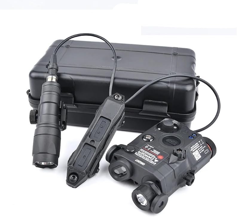 PEQ-15/DABL-A2/NAGL/Red/Green Powerful Laser Dot IR Indicator Sight with M300A/M600C Flashlight & Dual Control Remote Pressure Button Switch，600 Lumen White LED Tactics Scout Torch Lights
