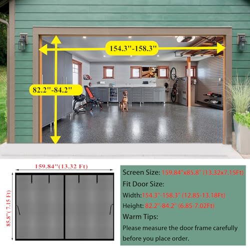 Image of Magnetic Garage Door Screen 13x7ft for 1 Car Garage Carport Patio Porch | Retractable Fiberglass Privacy Mesh, Weighted Bottom, Kids & Pets Friendly, Easy Installation, Windproof, Repair Pieces