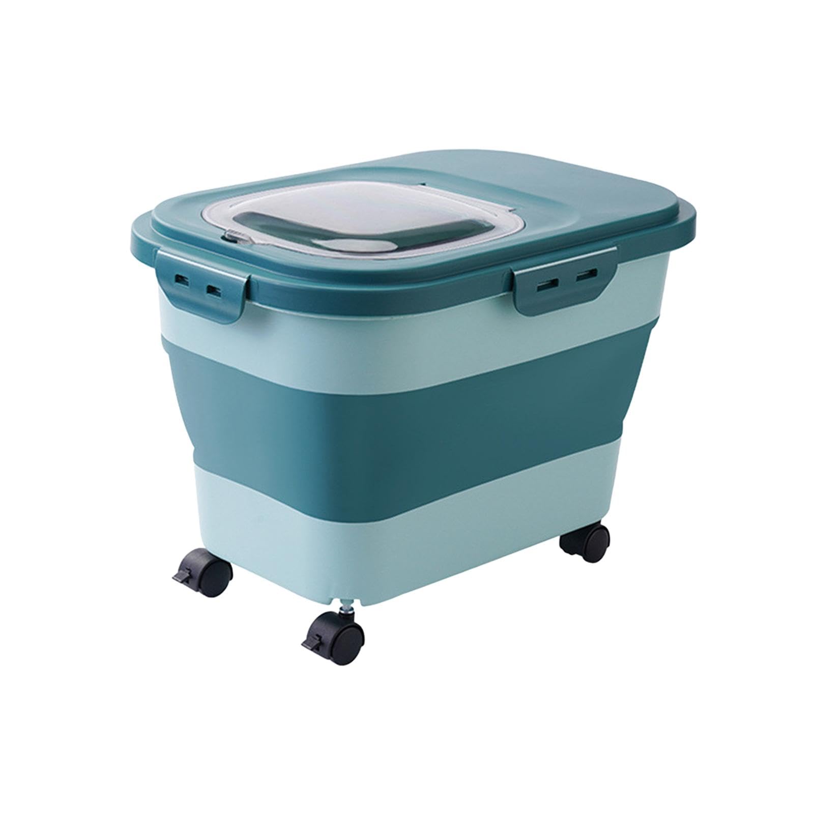 Boîte à Aliments pour Chiens et Chats, Boîte à Riz à roulettes, Boîte de Cuisine avec Couvercle, Grand Récipient de Stockage pour Le Riz, pour, Vert Clair