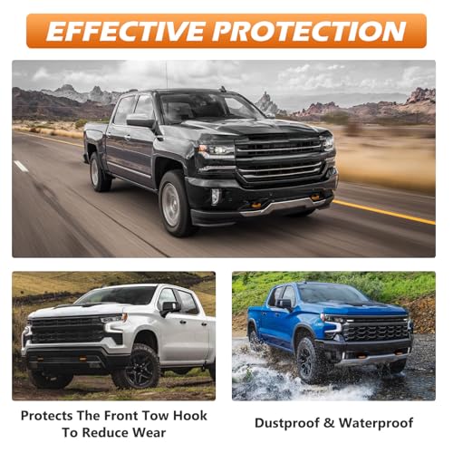 Image of Tow Hook Covers Fit for Chevy Silverado 1500 2007-2026 /GMC Sierra 1500 2007-2018, Customized Car Tow Hooks Compatible with Chevrolet Silverado 1500 Accessories 2007-2026 (Orange)
