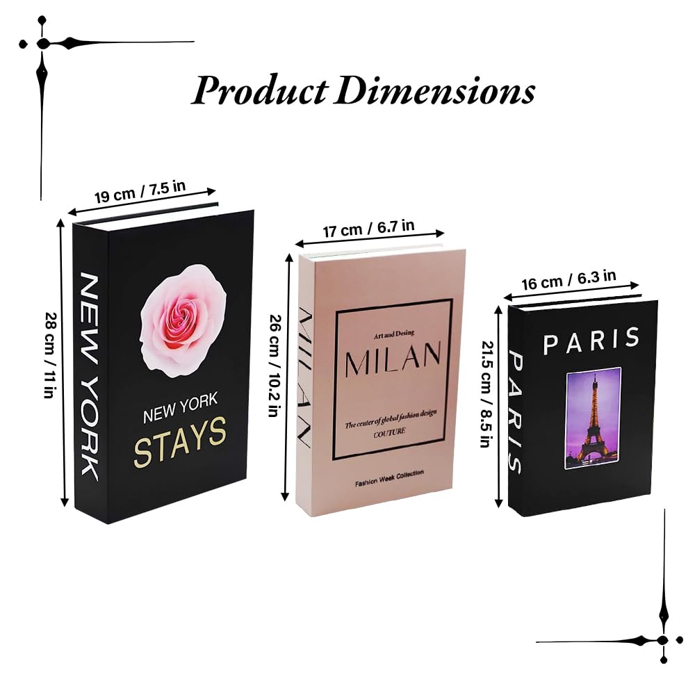 Libros Decorativos, 3 Pcs Libros de Decoración de Interiores, Estanteria Decorative Books, Impresión, Ideal para Salón, Dormitorio, Mesa de Café