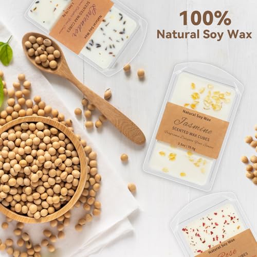 Image of SCENTORINI Wax Melts, Premium Wax with Essential Oil, 2.5oz x 3 Pack | Summer Scented Wax Cubes, Natural Dried Flower - Rose, Lavender, Jasmine Scent for Home Fragrance Enthusiasts Women /Men