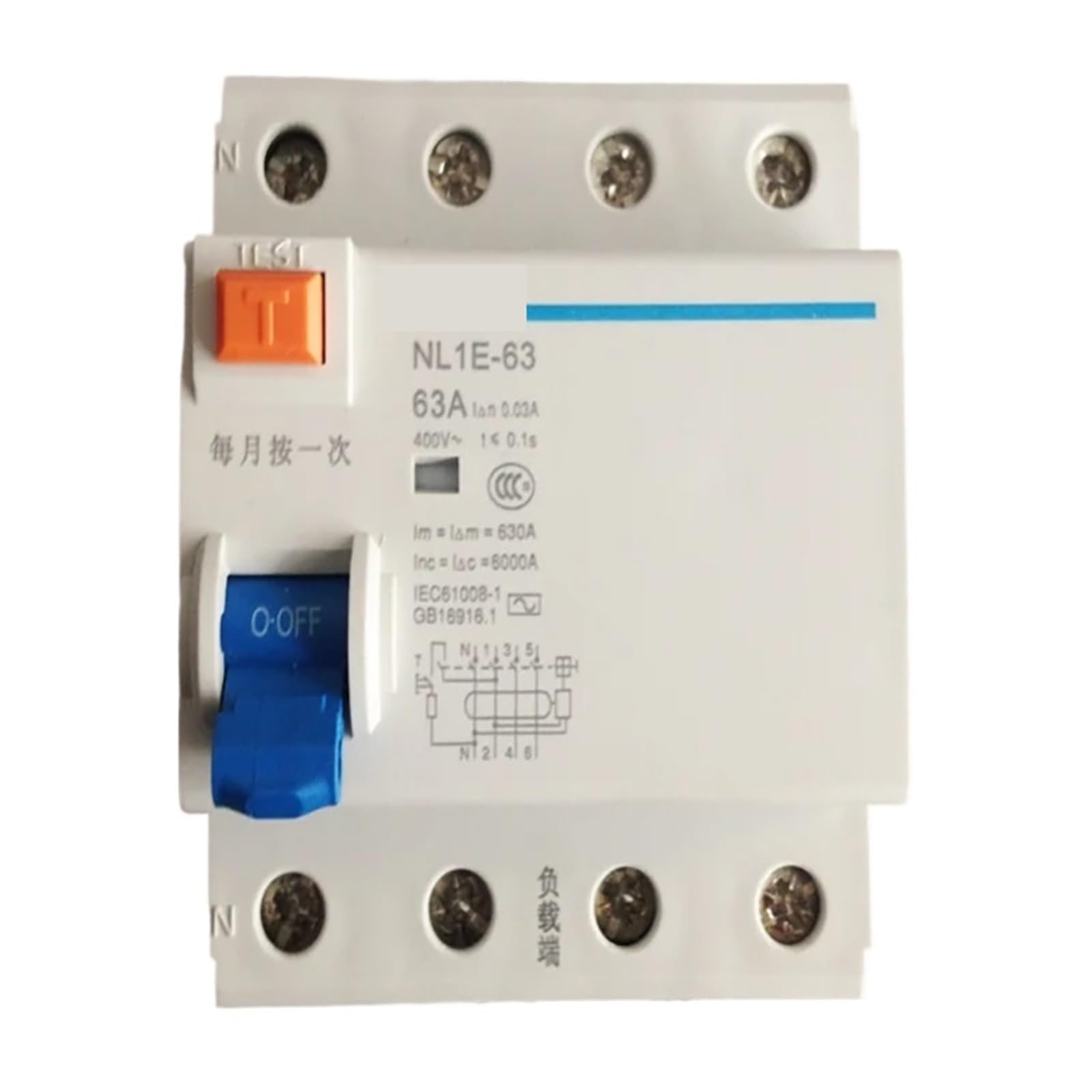 1 szt. NL1E-63 1 P + N 3 P + N 4 P 30MA Przełącznik ochronny FI 50 Hz / 60 HZ Elektroniczny elektryczny wyłącznik różnicowoprądowy Zabezpieczenie prądu szczątkowego (3P N,40A)