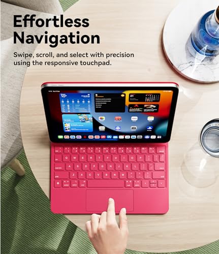 Image of GreenLaw Floating iPad 10th Generation Case with Keyboard, Magnetic Stand, Stain-Resistant Case, 7 Color Backlit, Smart Touchpad Keyboard Case for iPad 10th Gen. 2022, Viva Magenta