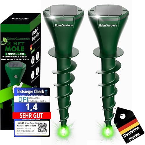 EdenGardens 2er Pack SOLAR MOLE Repeller Maulwurf Vertreiber bestes Mittel gegen Wühlmäuse & Maulwurf - Maulwurfschreck Maulwurf vertreiben