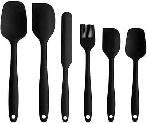 Juego de 6 espátulas de silicona, resistentes a altas temperaturas, silicona de grado alimenticio, aptas para lavavajillas, para hornear, cocinar, disponible en Yaxa Colombia