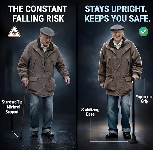 Image of MCP Jindal Premium Height Adjustable Walking Stick Aluminium Cane Trekking Support Stick for Men, Women & Old People (Black)