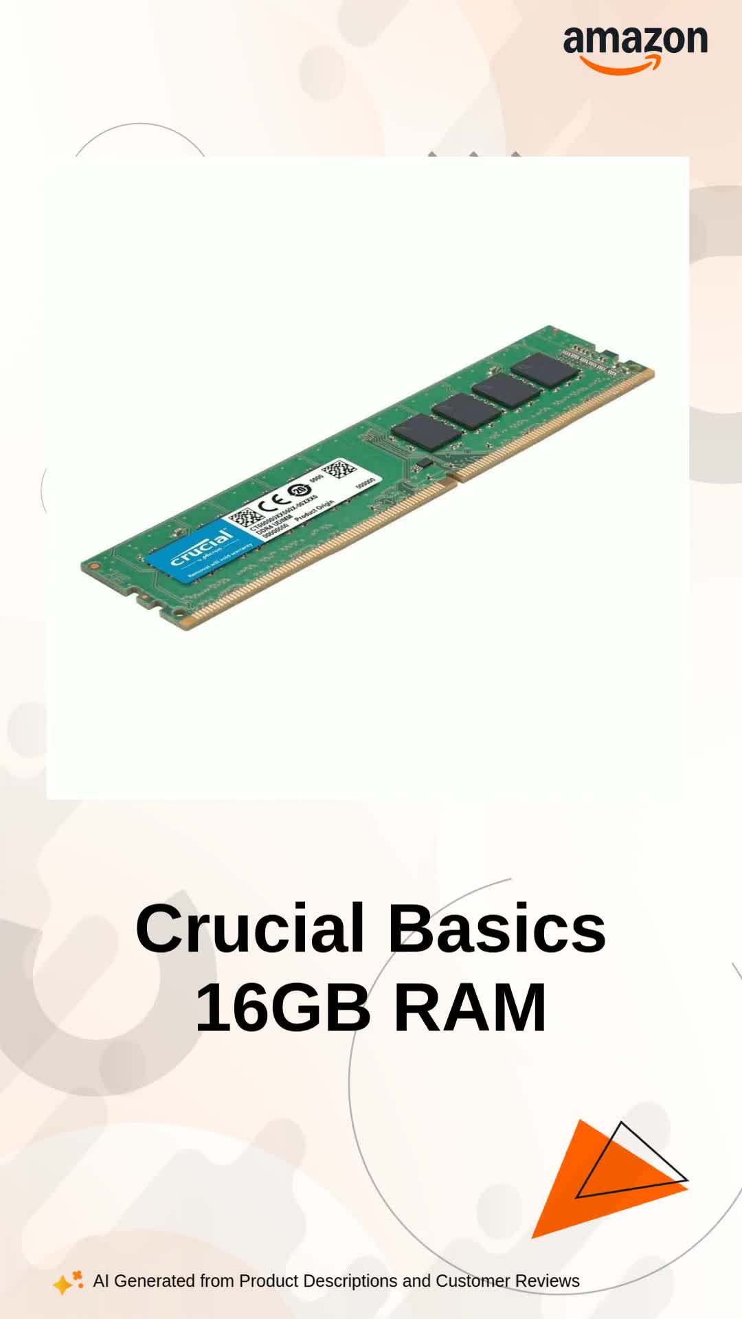 Crucial Basics 16GB DDR4 UDIMM RAM Memory Module for Desktop