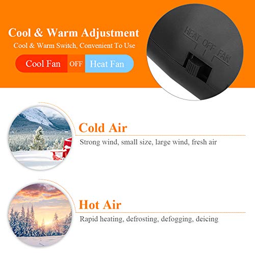 Keenso Portable Car Heater, Fast Heating Quickly Defrosts Defogger 12V Auto Ceramic Heater Cooling Fan Defogger Defroster - Thumbnail 2