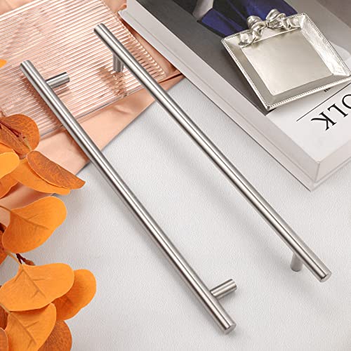 Image of Probrico 10 Pack 10 Inch Hole Centers Brushed Nickel Cabinet Pulls Stainless Steel T Bar Kitchen Cabinet Handles Drawer Dresser Pulls Kitchen Cabinet Hardware