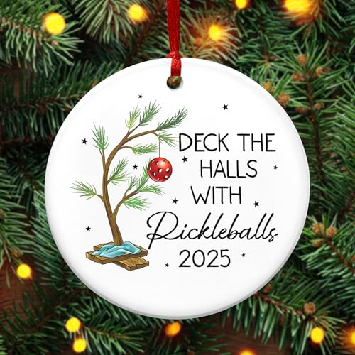 Boule de pickleball de Noël céramique arbre décoration - 2