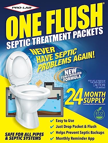 ONE FLUSH Septic Tank Treatment Packets -2 Year Supply of Dissolvable Septic Tank Treatment Packets - Use Septic Treatment Enzymes Packets Monthly to Prevent Septic System Backups