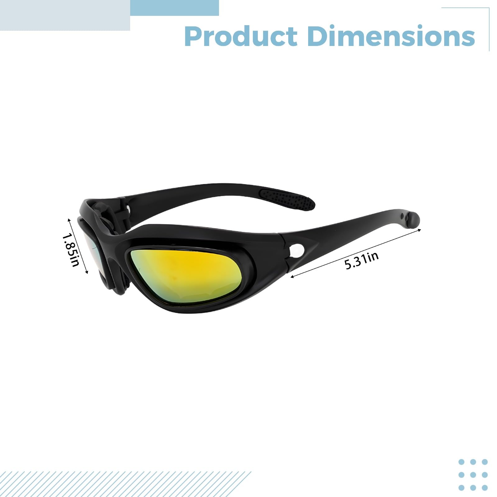 Set di occhiali da tiro, 6 montature intercambiabili, polarizzate, protezione solare, antiurto, leggeri occhiali da moto per tiro CS, lunghezza 147 mm, per una visione chiara e una vestibilità sicura