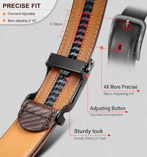 Image of BULLIANT Men's Ratchet Belt Nontrimmable-Click Belt Adjustable for Men Gift Lightweight 1 3 /8 inch