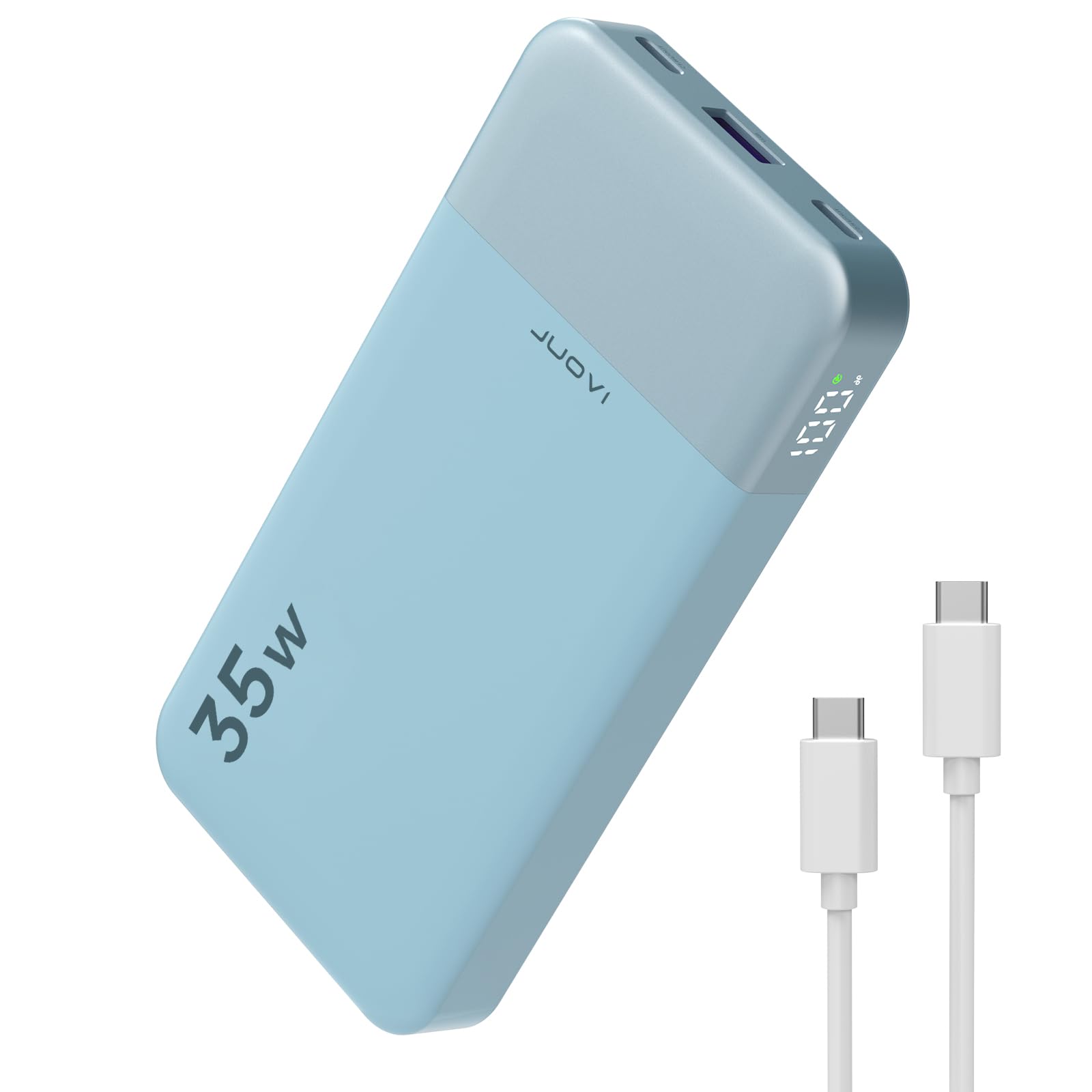 JUOVI Power Bank Fast Charging 10000mAh 35W Portable Charger Small Battery Pack with PD 3.0 & QC 4.0 Type-C USB-A Input Output Lightweight Phone Charger Compatible for iPhone Samsung iPad