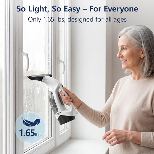Image of Window Vacuum Squeegee with Extendable Pole 31-40 inch, Electric Cleaner Tool